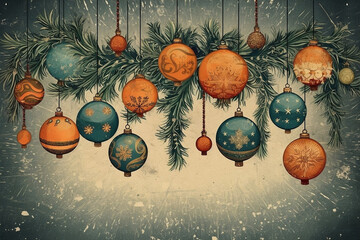 AI generative traditional and vintage illustration with a christmas theme 