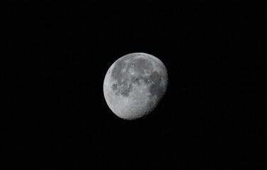Mesmerizing shot of the waxing gibbous phase of the moon, the 18th day with 88percent brightness