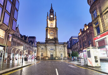 George Street towards St. George's Tron Church, the Church of Scotland, located in the city centre,...