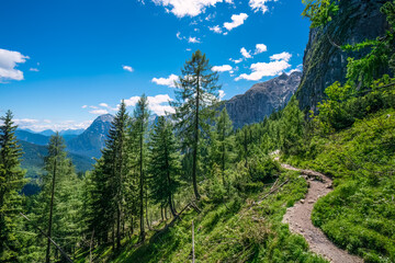 Hiking route in the Italian Dolomites.