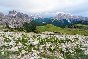 Panoramic view in Dolomites, Italy.