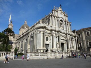 Fototapeta na wymiar Italy, Sicily Island: Shortening and datails of Duomo of Catania.