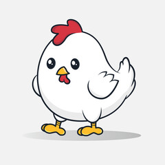 Chicken icon in cartoon style on isolated background. Rooster hand drawing picture. Silhouette of a rooster concept design.