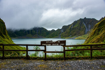 View of Lake Pinatubo, crater lake at Mount Pinatubo, Zambales, Luzon, Philippines