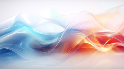 Generative AI - Futuristic Clash: Abstract Waves of Color on a White Background