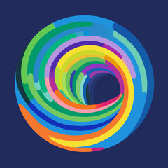 Round twisted rainbow in vector. Rainbow abstraction colored stylish