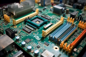 Obraz premium close up of computer circuit board. 