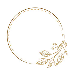 Vector round dotted frame. Floral elements decoration