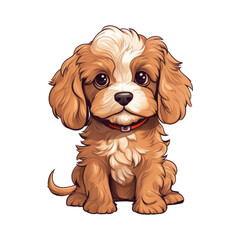 Playful Pooch: Cute Cavapoo 2D Illustration