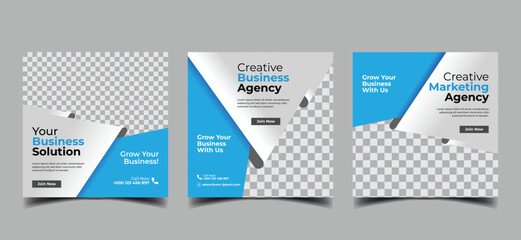 creative business marketing agency for social media banner design template. trendy editable promotion square ads stories flyer & poster vector eps 10 