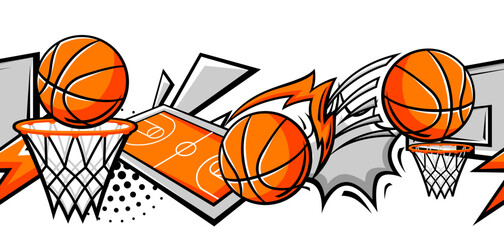 Pattern with basketball items. Sport club illustration.