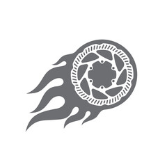 Vector burning disc brake. Isolated on white background.