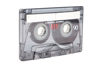 Audio cassette tape isolated on white background.