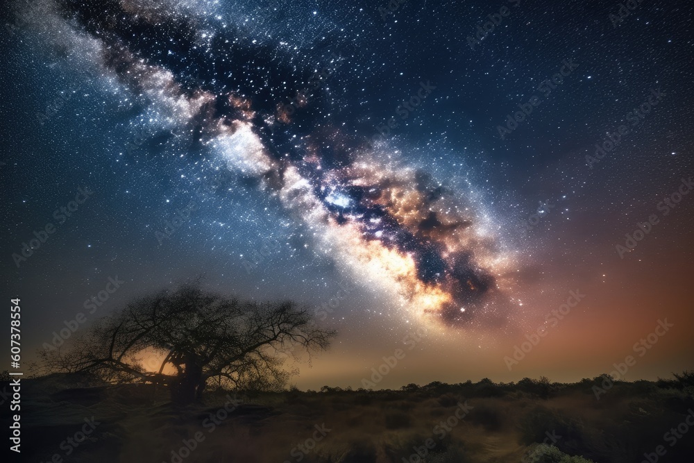 Canvas Prints galaxy, with nebula and star formations anchoring the scene, created with generative ai