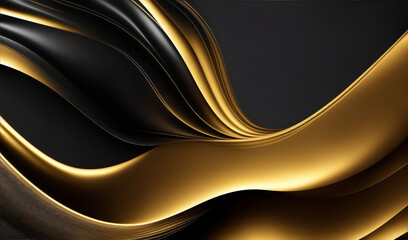 Abstract Background with 3D Wavey Wave Bright Gold Gradient Silk Satin Fabric. Materials and resources photography from Generative AI