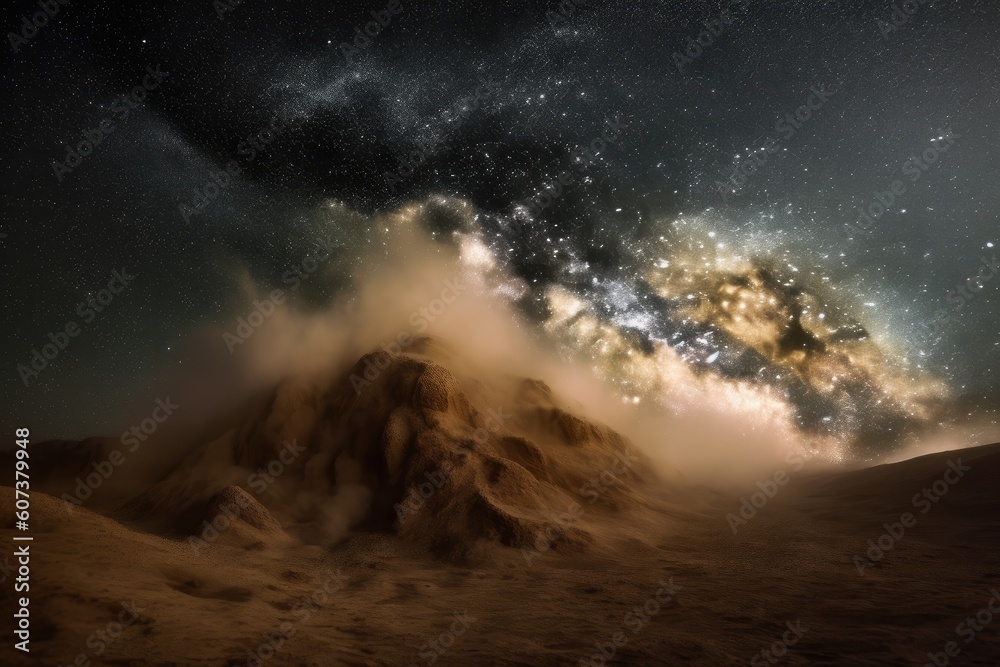 Wall mural close-up of swirling nebula, with stars and galaxies in the background, created with generative ai