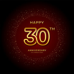 30th  anniversary logo design with a double line concept in gold color, logo vector template illustration