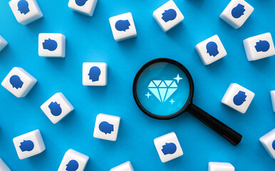 Looking for talent among people. Diamond concept. Excellence, recognition of exceptional skills...