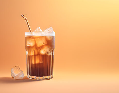 Iced coffee in cafe. Generative AI