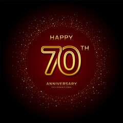 70th  anniversary logo design with a double line concept in gold color, logo vector template illustration