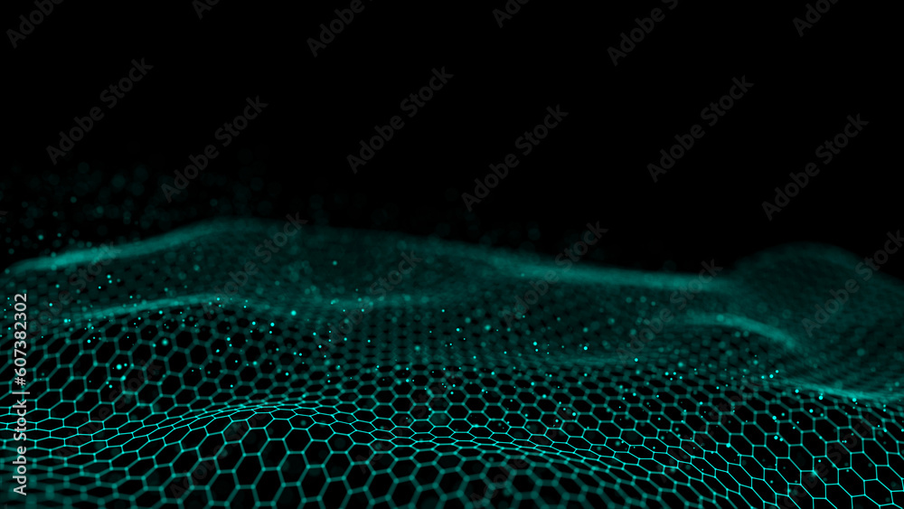Poster abstract digital wave. digital network background. 3d rendering