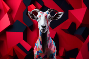 Close up portrait of a goat - generative ai