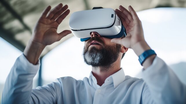 Immersed in the Virtual Realm: Lab Coat Scientist Explores VR Technology, AI Genrative