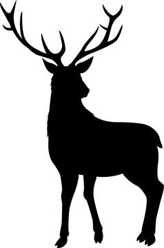 Silhouette illustration of a deer in transparent PNG file