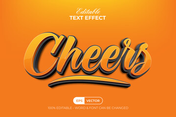 Cheers Text Effect Orange Style. Editable Text Effect.