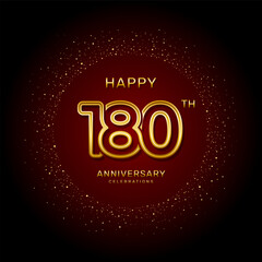 180th  anniversary logo design with a double line concept in gold color, logo vector template illustration