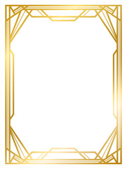 Art Deco gold frame vintage frame line geometric wedding  label card frame png transparent background