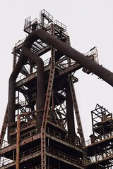 The historic object, steel construction of the blast furnace on the premises of Huta Pokoj in Ruda Slaska, Silesia, Poland.