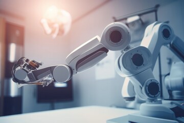 robotic arm performing precise medical procedure, with view of intricate internal visible, created with generative ai