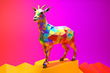 Obraz premium Geometrical goat colorful and abstract background - generative ai
