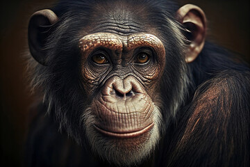 Naklejka premium Portrait of a chimpanzee monkey. AI Generated
