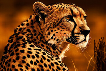 Cheetah animal in Africa. AI Generated