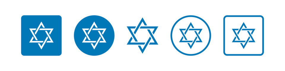 Star of David. Jewish symbol. Set of David's star vector icon.