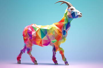 Geometrical goat colorful and abstract background - generative ai