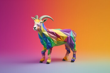 Geometrical goat colorful and abstract background - generative ai