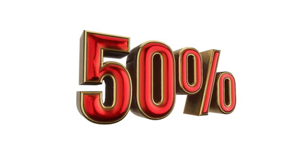 Fifty percent metallic red and gold 3D render