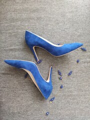Blue pump shoes