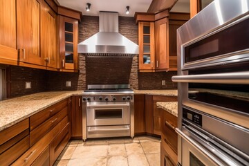 custom kitchen with built-in grill, oven, and fryer for cooking delicious and healthy meals, created with generative ai