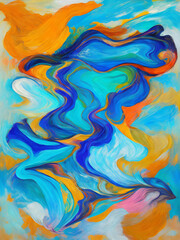 Fototapeta na wymiar Painting of coastal abstract art, wave
