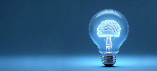 Glowing Light Bulb with Brain, Exploring the Intersection of Machine Learning and AI, AI Generative