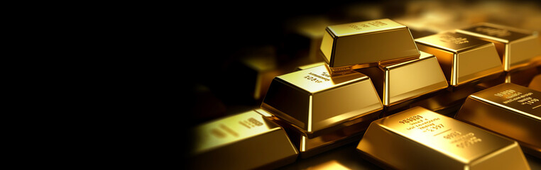 Gold bar stack with investment concepts.safety or security of wealth.financial economy and strategy.investor asset.generative ai technology
