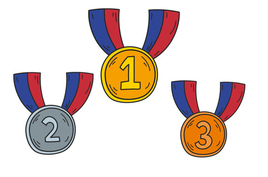 three medals for awarding athletes