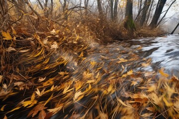rustling of fallen leaves in the wind, created with generative ai