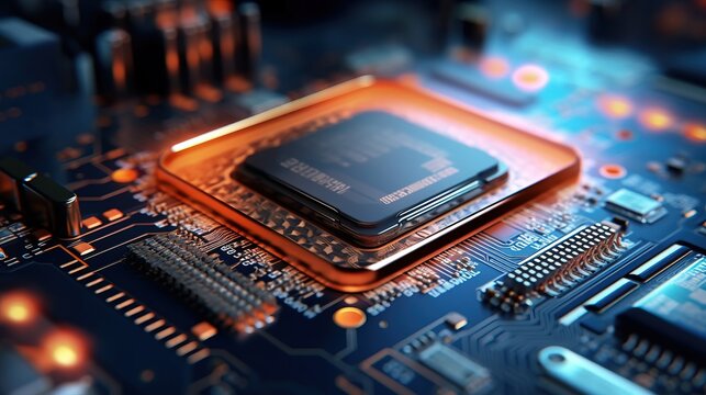 a close up of a computer chip. Generative AI Art.