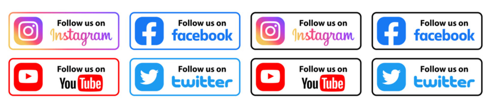 Social Media Icons,Facebook,Instagram,Twitter ,YouTube ,LinkedIn and Twitch with qr code ,follow us on social media.QR Code Scanner.Vector Editorial 