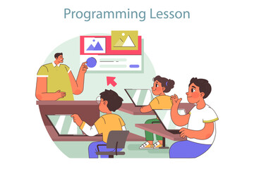 Tech camp for children. Computer science educational course.